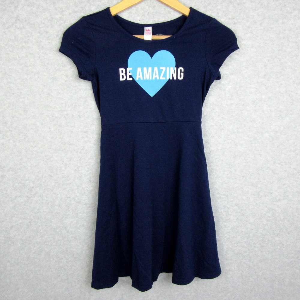 Girls Blue Dress Be Amazing Heart